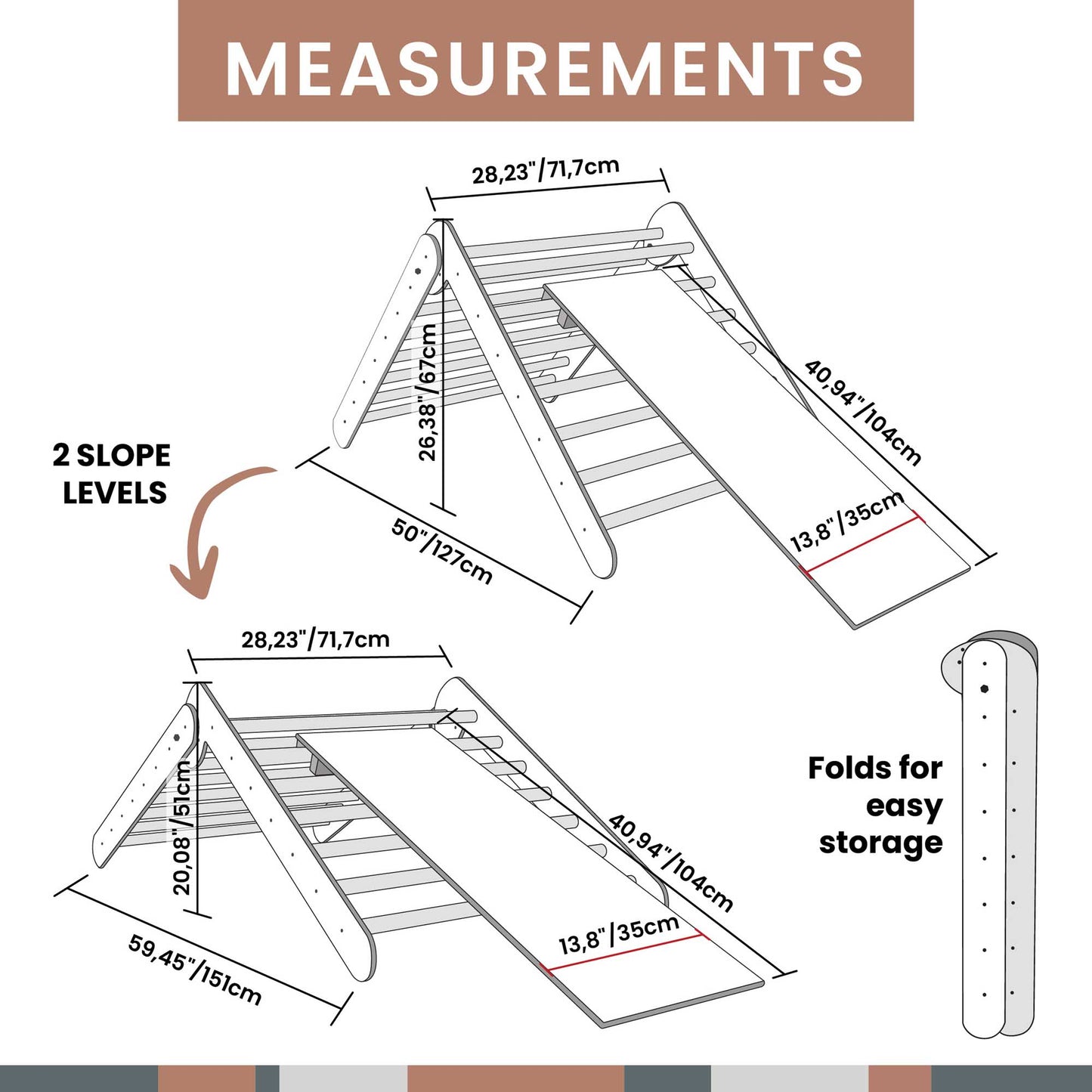 🏋️‍♂️Foldable climbing triangle with 2 slope levels🎽