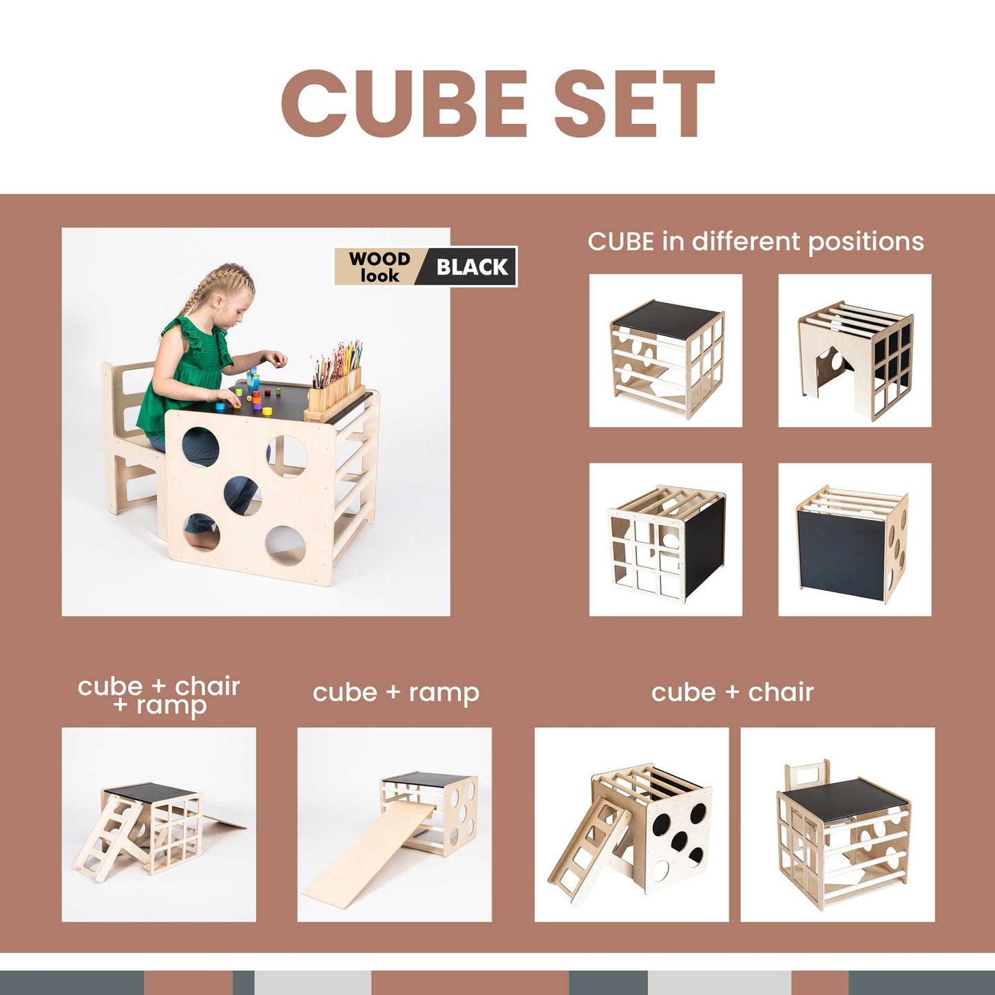 💪Transformable climbing cube / table and chair + ramp✏